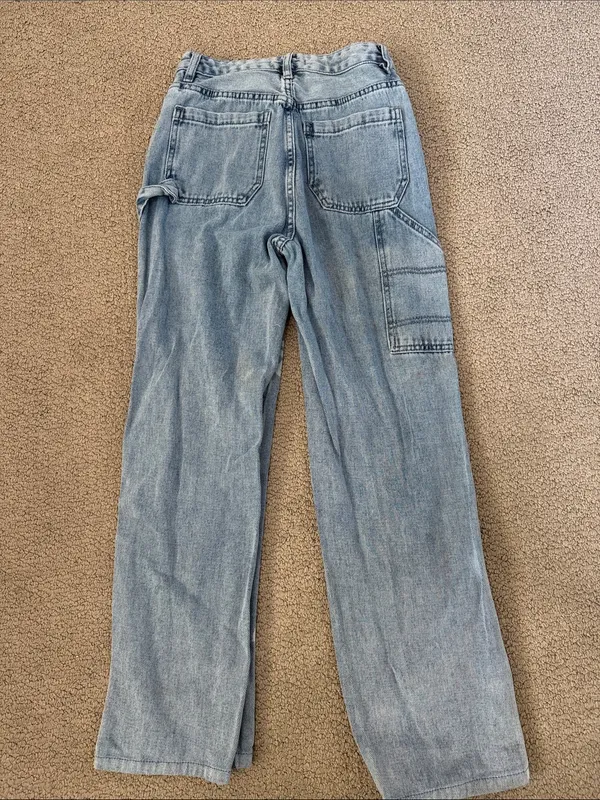 PacSun Light Blue Floral Paint Wide-Leg Jeans - Image 2