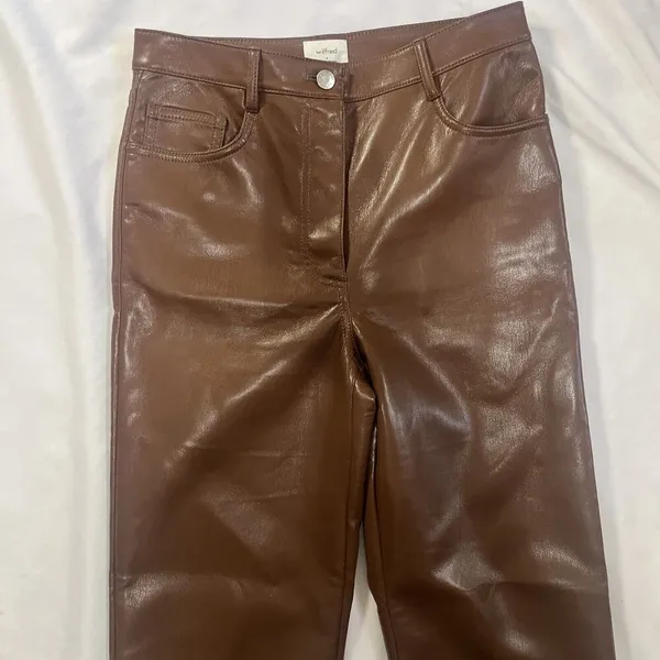 Wilfred The Melina High-Waisted Vegan Leather Pants In Cognac Brown Size 4 - Image 5