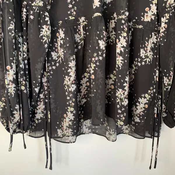 All Saints Eimar Cultivar Balloon Sleeve Sheer Floral Womens Top Size 4 Small - Image 5