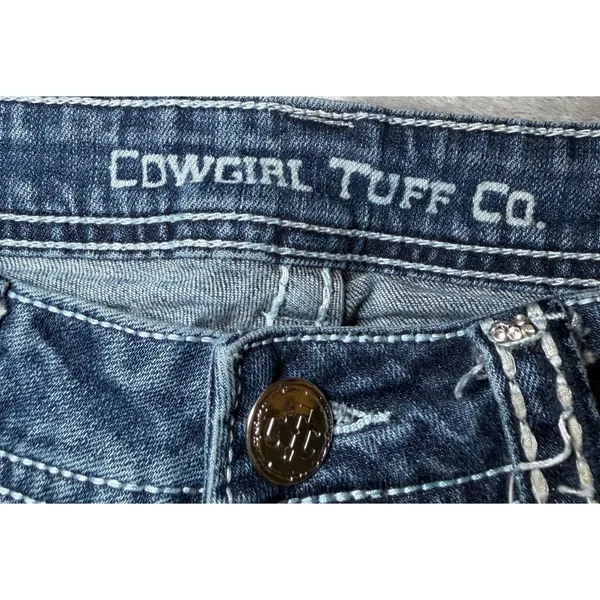 Cowgirl Tuff Womens Size 31x33 Glamor Bootcut Jeans Blue Denim Stretch Western - Image 4