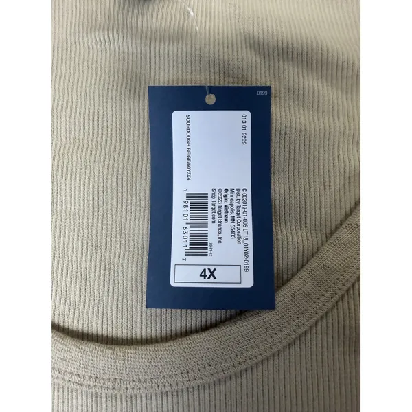 Universal Thread Womens 4X Ribbed Long Sleeve Scoop Neck Top Sourdough Beige NEW - Image 3