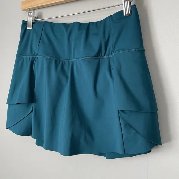 Athleta Momentum Skirt Skort Costal Teal Size Women's XS Ruffle Tennis Athletic - Image 5