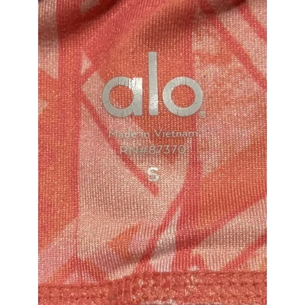 Alo Yoga Women Coral Pink Orange Geometric Print Capri Gym Sporty Small - Image 3