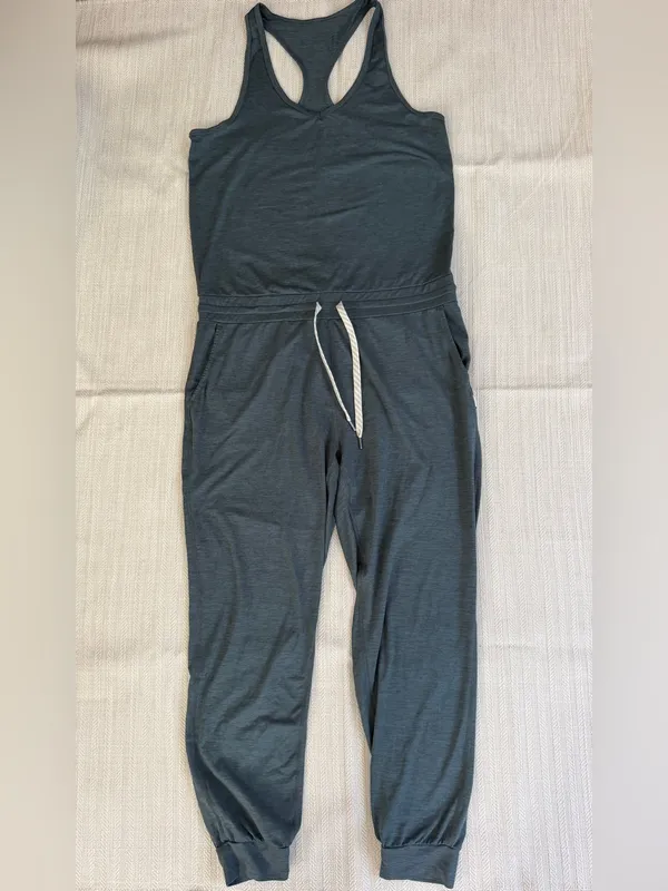 Vuori Lux Jumpsuit in Stone Heather Blue Size Small - Image 2
