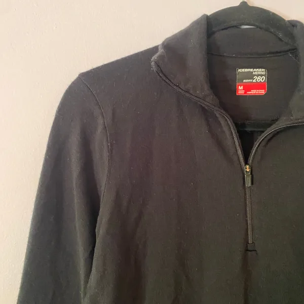 Icebreaker Black Merino Wool Quarter Zip Pullover Gorpcore Outdoor Women Medium - Image 3