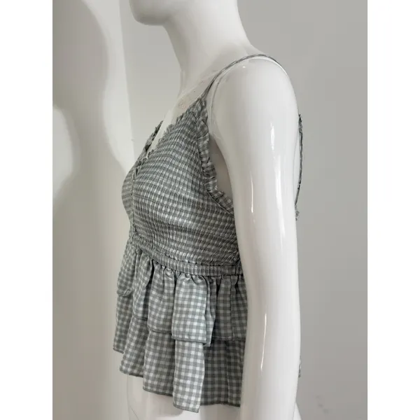 Ocean Drive Women’s Babydoll Top Plaid Halter Coquette Cottagecore Boho Y2K M - Image 5