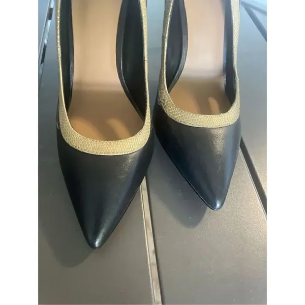 NWOB Ava&Aiden Black/ Gold Leather Pumps/ Stilletos Size 8.5 - Image 16