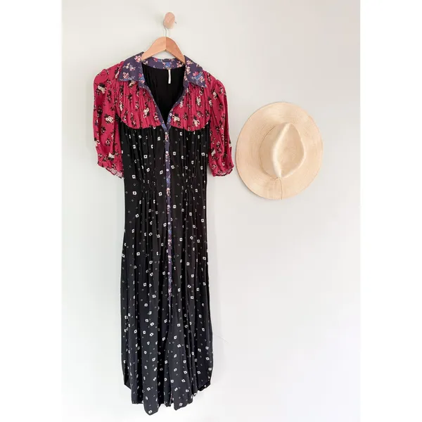 Free People | NWOT Nora Midi Dress Floral‎ Shirt Dress Boho Prairie | Sz S - Image 2