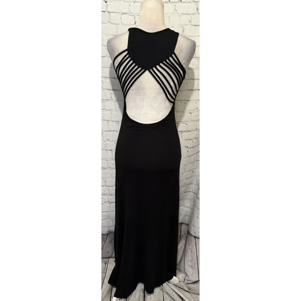 Venus Black strappy back maxi dress Rayon Blend distinctive open back Size Small - Image 4