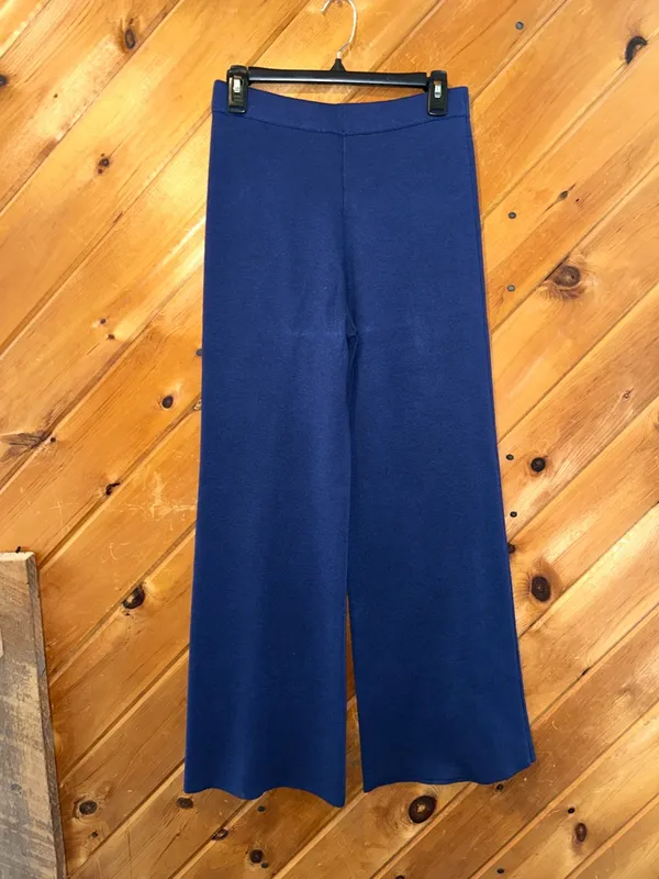 J. Crew Sailor sweater navy blue wide leg trouser in silk lyocell blend - Image 4