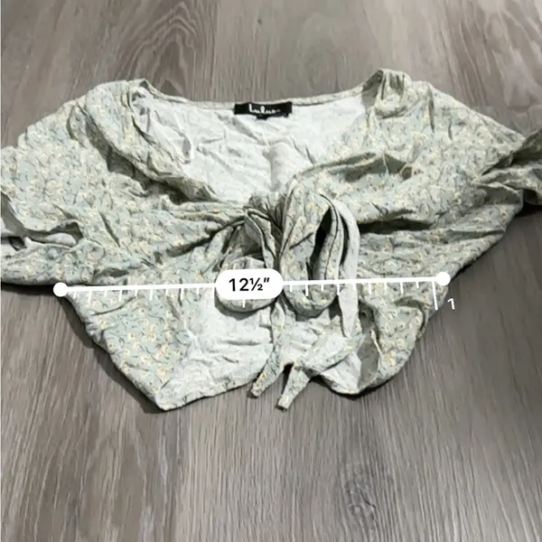 Lulus Sweet and Flirty Sage Green Floral Print‎ Two Piece Crop Top & Skirt XL - Image 8