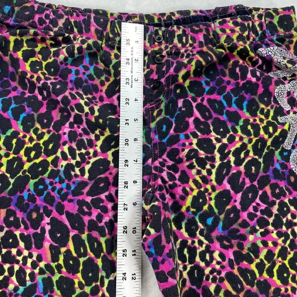 AERO Leopard Print Flannel Lounge Pants Rhinestone Logo Comfy Casual‎ Medium - Image 3