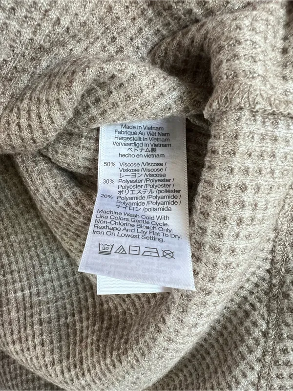 Madewell Women's Raglan Waffle‎ Knit Tee Mock Neck Long Sleeve - Image 3