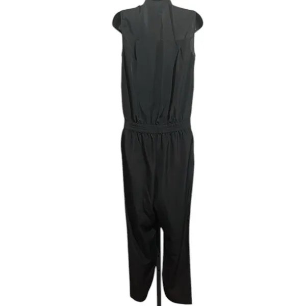 J Crew Black Size 4 Sleeveless Elastic Waist Crop Jumpsuit Romper - Image 4