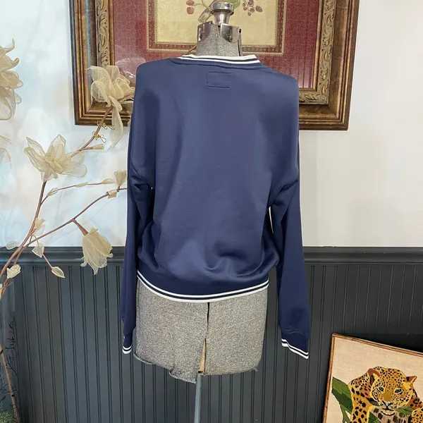 Aritzia Wilfred Free Junction Navy Sweatshirt Collegiate Preppy - Sz M 🧡🎀 - Image 8