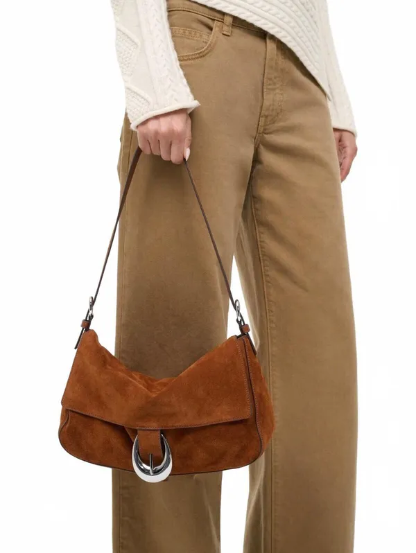STAUD Harlow Medium Bag Tabac Suede - Image 3