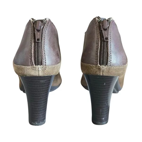 Aerosoles Two-Tone Womens Brown Suede Leather‎ Block Heel Ankle Boots Chic - Image 6