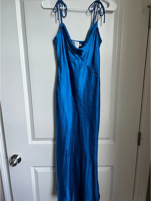 Hello Molly Midi Dress Satin Blue - Image 2