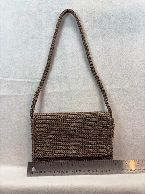 The Sak Brown Crochet Shoulder Bag Flap Purse Magnetic Snap Made Indonesia - Image 7