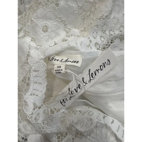 For Love & Lemons White Lace Mini Dress Spaghetti Strap Deep V Back XS NWT - Image 7