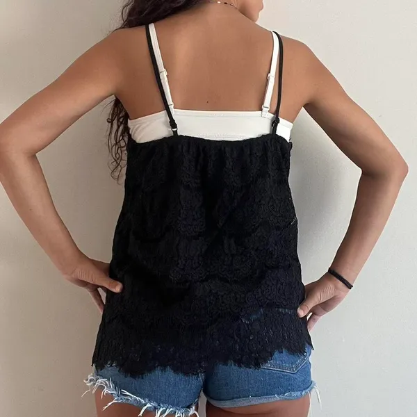 Monteau Black Lace Cami Tank - Image 3