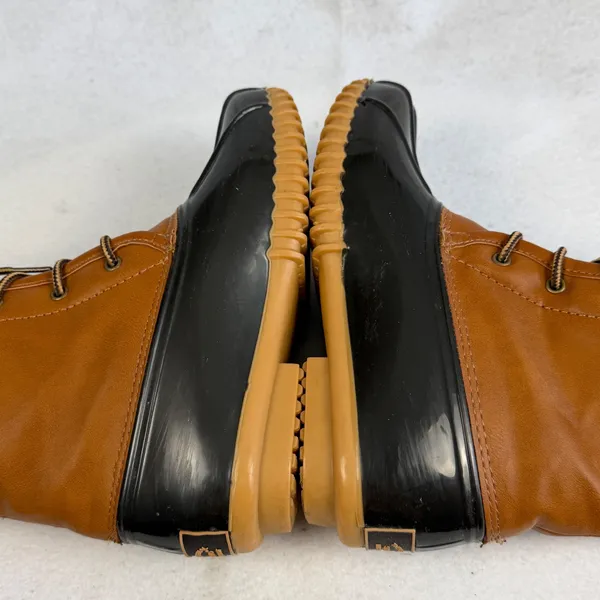 Sporto Arianna Duck Rain Boots Tan Brown Black‎ Rubber Lace Up Womens 6 Western Retro - Image 7