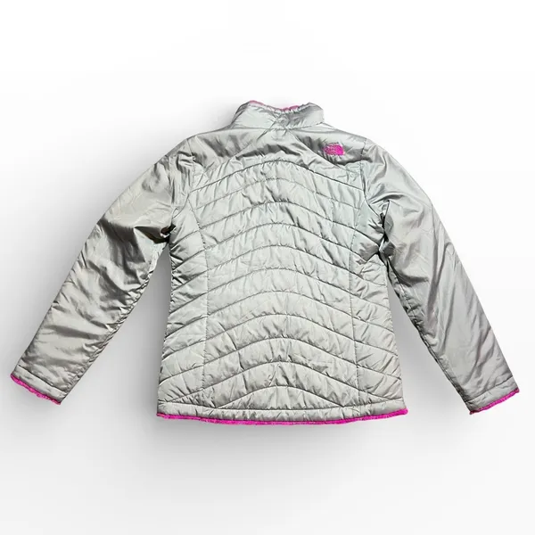The North Face Mossbud Swirl Reversible Jacket Silver‎ Pink Womens Medium Warm - Image 2