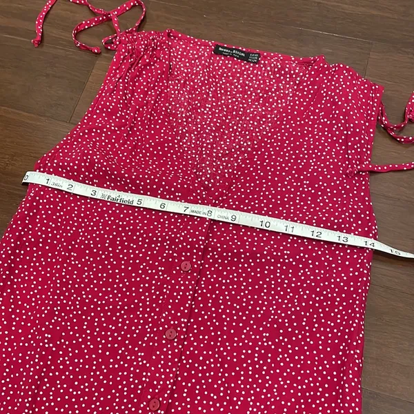 Bershka BSK GIRL Red Polka Dot Button Front Top - Image 6