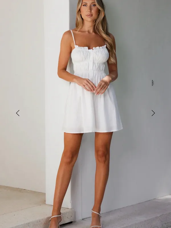 Hello Molly White Ruffled Smocked Mini Dress - Image 2