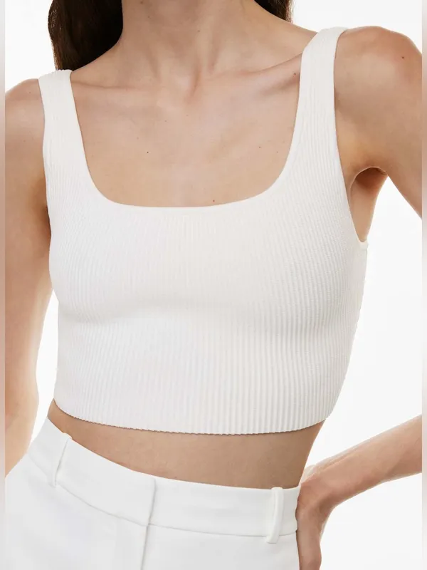 Aritzia Babaton Sculpt Knit Squareneck Cropped Tank - White - XS - Image 2