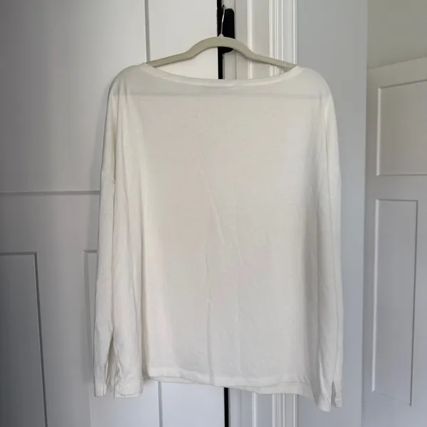 All Saints RITA Tee Oversized Off-the-Shoulder Chalk White Top Stretchy Shirt‎ - Image 5
