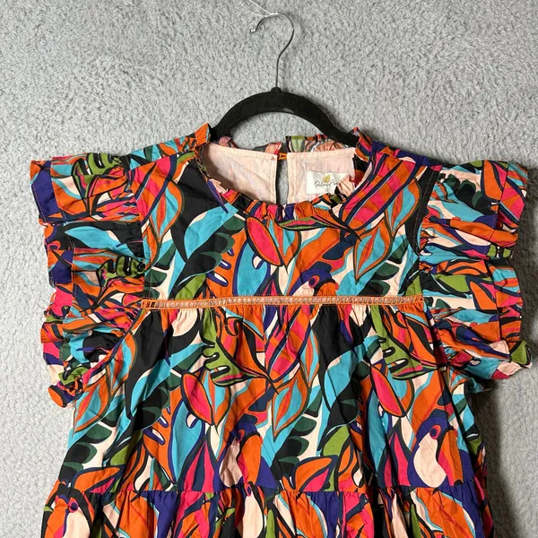Palms Away Dress Womens‎ S Multicolor Short Sleeve Cotton Mini Summer Vacation - Image 4