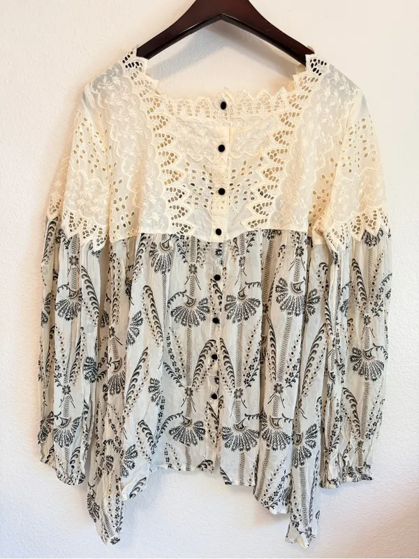 Anthropologie Floreat Cantata peasant blouse, eyelet detail, size 2 - Image 12