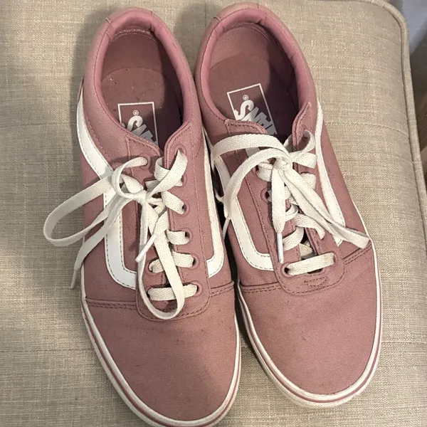 Vans Mauve and White Low-Top Sneakers 8.5 - Image 2