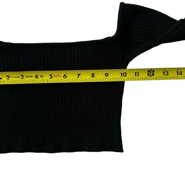 Zara Black Stretch Off the Shoulder Knit Crop Top Women Size Medium | 1-18 - Image 3
