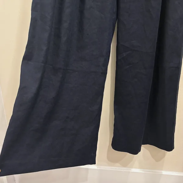 Maeve Avery Wide-Leg Pleated Trousers Navy Linen‎ Blend Small NEW Minimalist - Image 6
