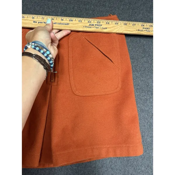 Vintage Y2K Women's Gap Wool Orange Mini Skirt, Size 6 Mad Men Retro‎ - Image 6