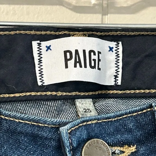 Paige Denim Flare Jeans Size 25 Dark Wash | Premium Stretch Bootcut Mid Rise - Image 4