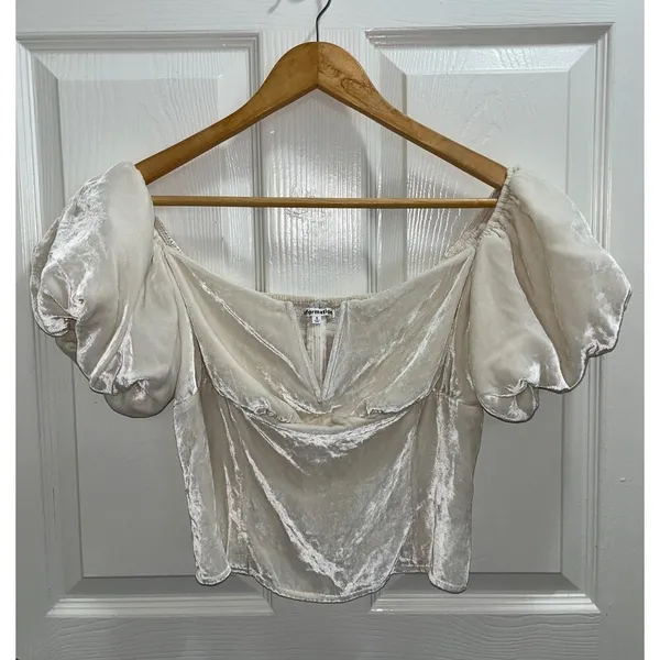 Reformation Amina Velvet Top Size 8 Fior Di Latte Corset Bodice Romantic - Image 3