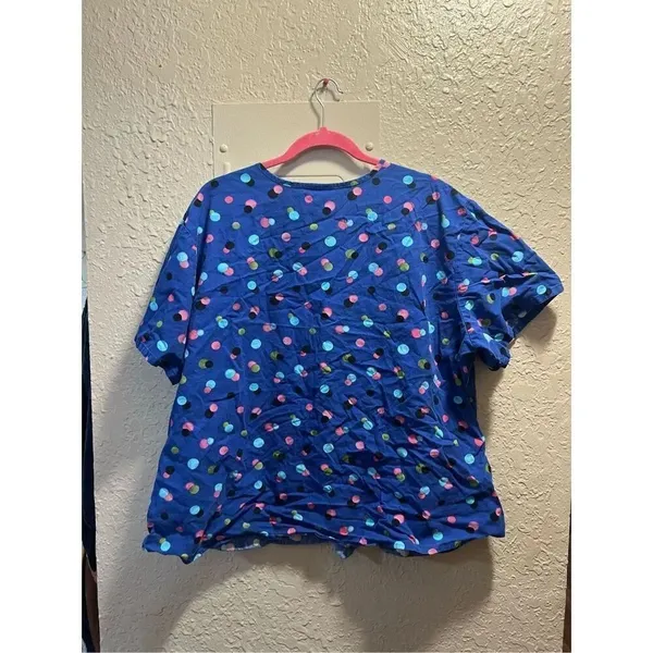 SB Scrubs Blue With Polka Dots Scrub Top Woman’s Size 2X - Image 7