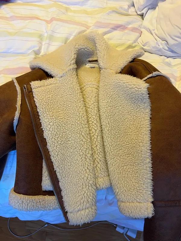 ASOS Faux Shearling Jacket Tan - Image 6