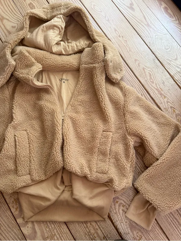 Quince Sherpa Fleece Zip-Up Hoodie Size M - Image 2