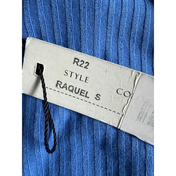 Indah Body Blue Raquel Ribbed Off Shoulder Asymmetric Midi Dress Small Y2K - Image 9