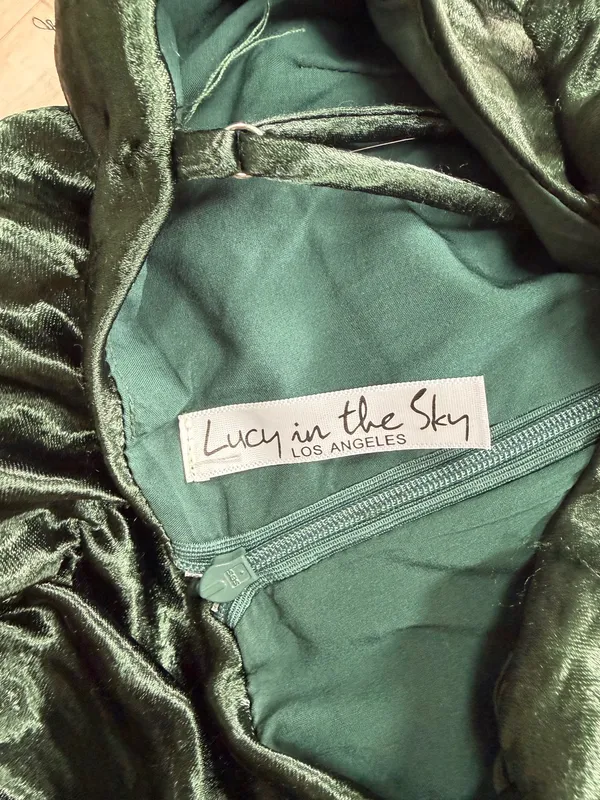 Lucy in the Sky Mini Dress Green Ruched - Image 4