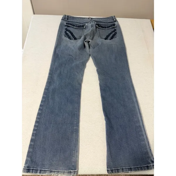White House Black Market Noir Bootcut Jeans 8R Medium Wash Braided Embroidery - Image 3