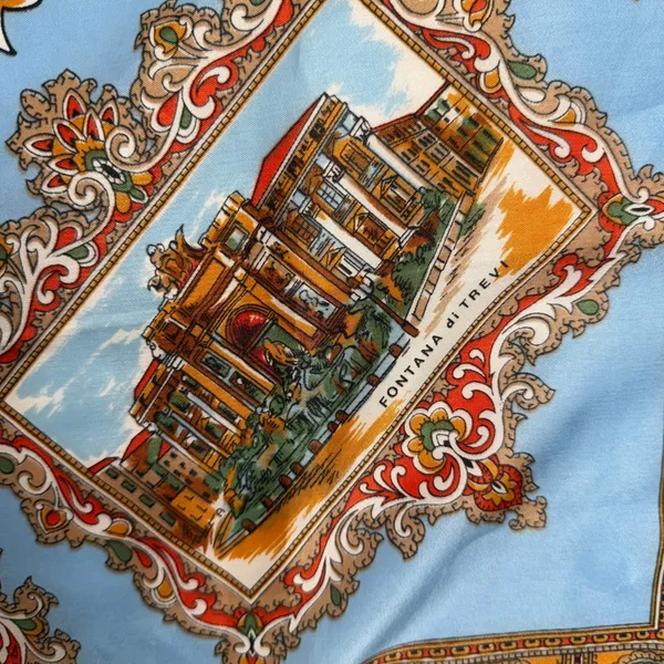 Scarf Roma Italy Souvenir Landmark Print Blue Travel Core Vintage Accessory - Image 7