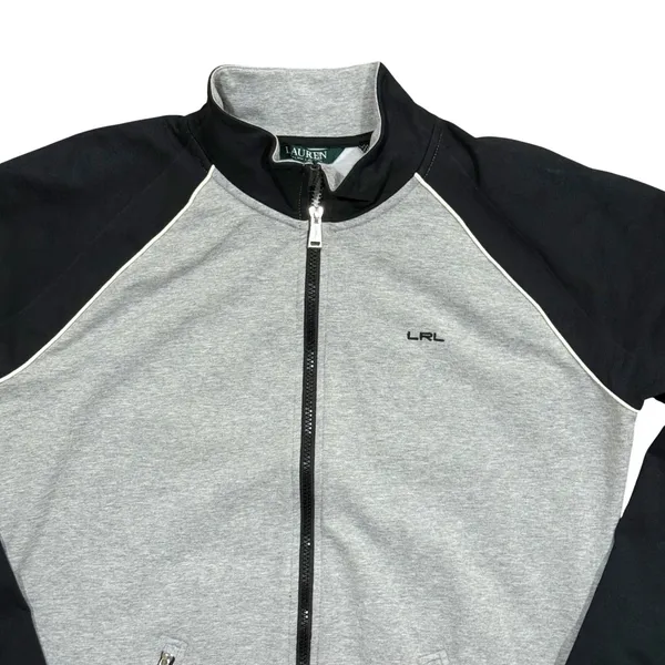 Lauren Ralph Lauren LRL Full‎ Zip Track Jacket Sweatshirt Grey Black Womens XL - Image 2
