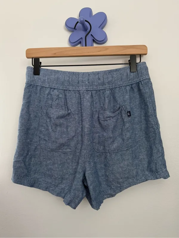 Gap XS Linen Chambray Shorts Elastic Waist Summer Beach Nautical - Image 2