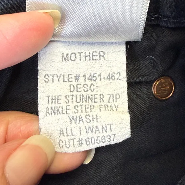 MOTHER Stunner Zip‎ Ankle Step Fray Jeans All I Want Faded Black Skinny Size 26 - Image 12