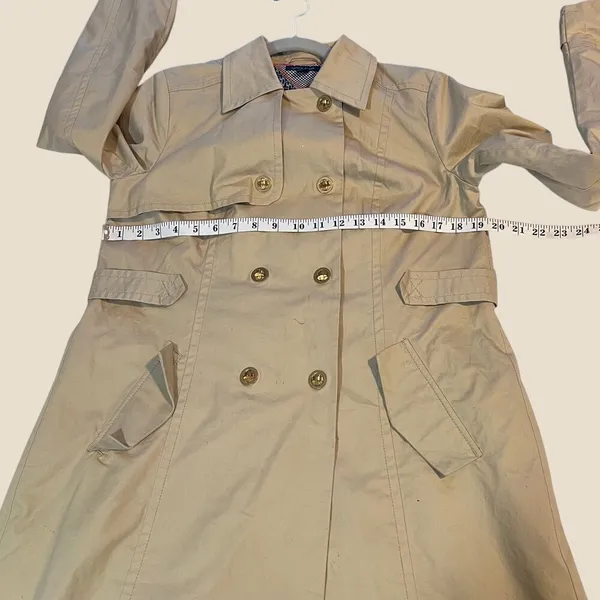 Tommy Hilfiger Women Size M‎ Beige Double Breasted Trench Raincoat Jacket Preppy - Image 8